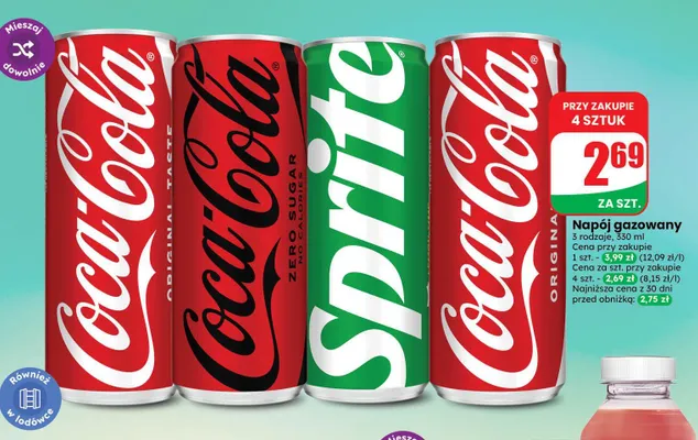 Napój gazowany Coca-Cola Zero Sugar promocja w Dino