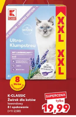 Żwirek dla kotów lawendowy Ultra-Klumpstreu K-Classic promocja w Kaufland