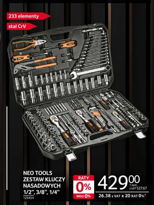 Zestaw kluczy nasadowych 1/2", 3/8", 1/4" Neo Tools promocja w Selgros