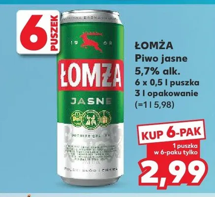 Piwo jasne Łomża 5,7% alk. promocja w Kaufland