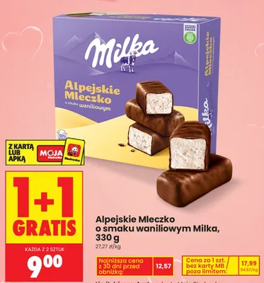 Alpejskie Mleczko o smaku waniliowym Milka promocja w Biedronka