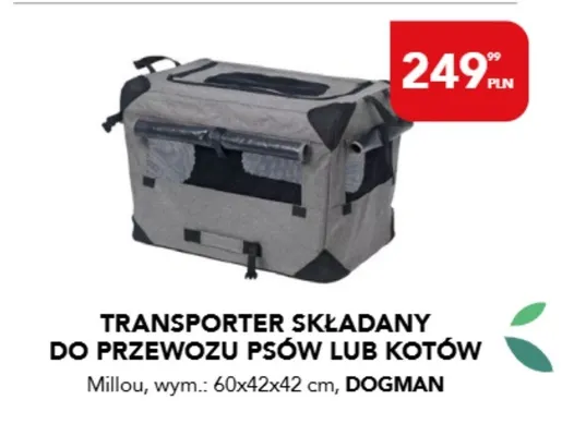 Transporter składany do przewozu psów lub kotów Dogman Millou 60x42x42cm promocja w Aquael zoo
