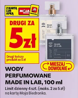 Wody perfumowane Made in Lab DRUGA ZA 5 ZŁ promocja w Biedronka