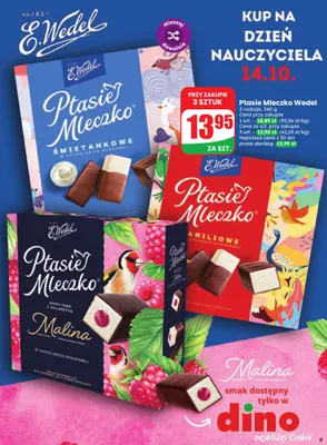 Ptasie Mleczko waniliowe z galaretką malina E.Wedel promocja w Dino