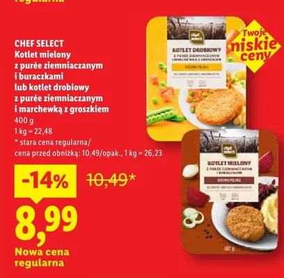Kotlet drobiowy z purée ziemniaczanym i marchewką z groszkiem Chef Select promocja w Lidl