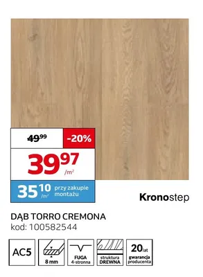 Panele podłogowe Kronostep Dąb Torro Cremona AC5 8 mm promocja w Komfort