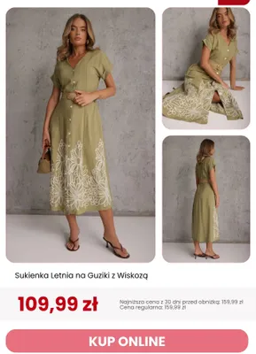 Sukienka letnia na guziki z wiskozą Renee promocja w Renee
