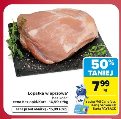 Łopatka wieprzowa bez kości promocja w Carrefour Market