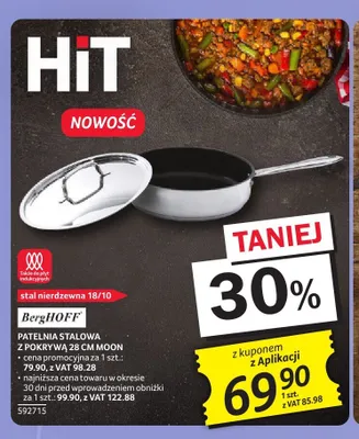 Patelnia stalowa z pokrywą Berghoff Moon 28 cm promocja w Selgros