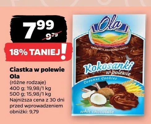 Ciastka Kokosanki w polewie Ola promocja w Netto