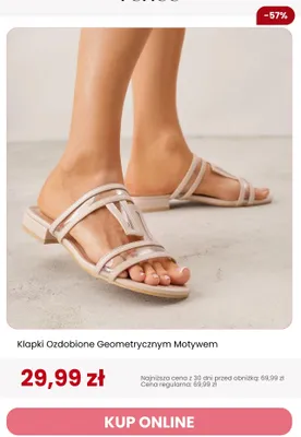Klapki Renee ozdobione geometrycznym motywem promocja w Renee