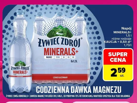 Napój Minerals+ Żywiec Zdrój promocja w Carrefour