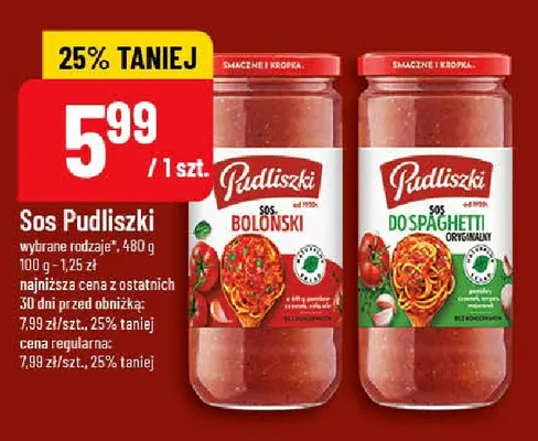 Sos boloński Pudliszki promocja w POLOmarket