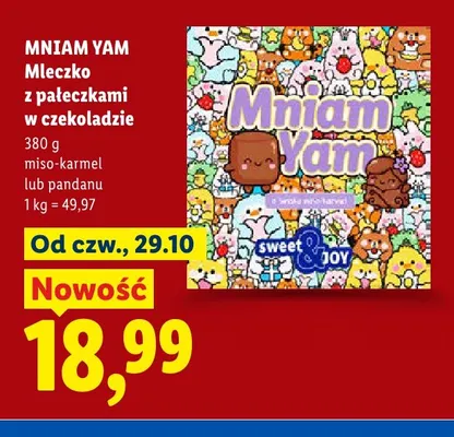 Mleczko z pałeczkami w czekoladzie pandanu Mniam Yam promocja w Lidl