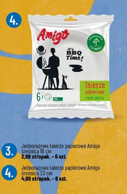 Talerze papierowe jednorazowe średnica 23cm Amigo promocja w POLOmarket