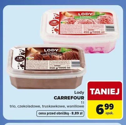 Lody Carrefour truskawkowe promocja w Carrefour Market