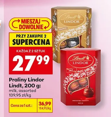 Praliny Lindor Lindt milk promocja w Biedronka