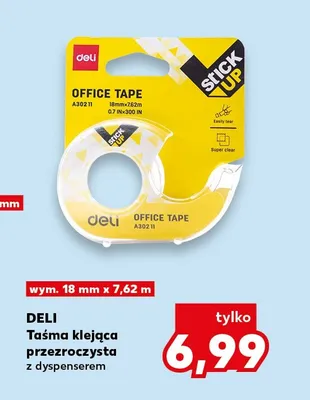 Taśma klejąca przezroczysta z dyspenserem Deli promocja w Kaufland