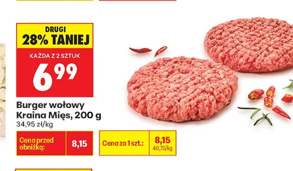 Burger wołowy Kraina Mięs promocja w Biedronka