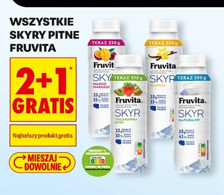 Skyr pitny Fruvita Naturalny promocja w Biedronka