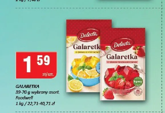 Galaretka o smaku truskawkowym Delecta promocja w Chorten