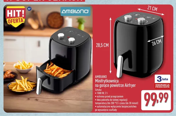 Minifrytkownica na gorące powietrze Airfryer Ambiano promocja w Aldi