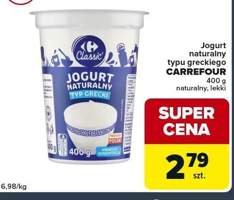 Jogurt naturalny typu greckiego Carrefour 400 g promocja w Globi