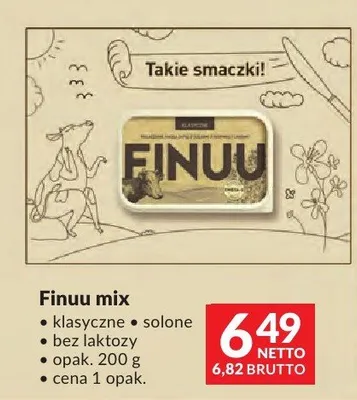 Masło Finuu mix klasyczne + solone bez laktozy promocja w Makro
