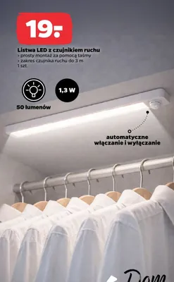 Listwa LED z czujnikiem ruchu promocja w Netto