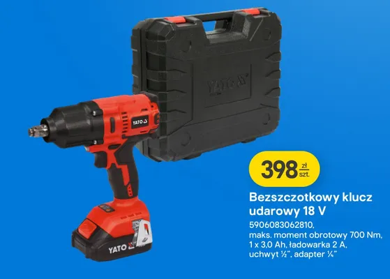 Bezszczotkowy klucz udarowy 18 V promocja w Castorama