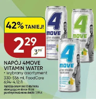Napój 4Move Vitamin Water wybrany asortyment FoodCare promocja w Chata Polska