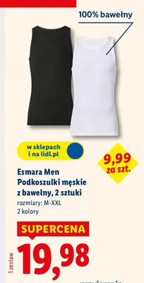Podkoszulki męskie z bawełny, 2 sztuki promocja w Lidl