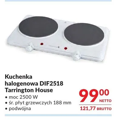 Kuchenka halogenowa DIF2518 Tarrington House 2500W promocja w Makro