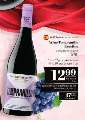 Wino Faustino Tempranillo czerwone wytrawne promocja w POLOmarket