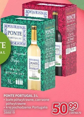 Wino Ponte Portugal 3l białe półwytrawne, czerwone półwytrawne promocja w Selgros