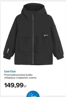 Przeciwdeszczowa kurtka chłopięca z kapturem czarna Cool Club promocja w Smyk