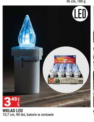 Wkład LED 10,7 cm 90 dni baterie w zestawie promocja w Merkury Market