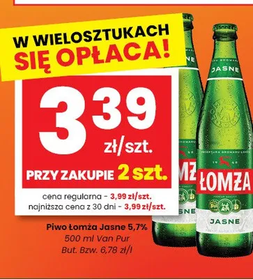 Piwo Łomża Jasne 5,7% promocja w emma MARKET