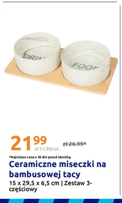 Ceramiczne miseczki na bambusowej tacy 15x29,5x6,5 cm promocja w Action