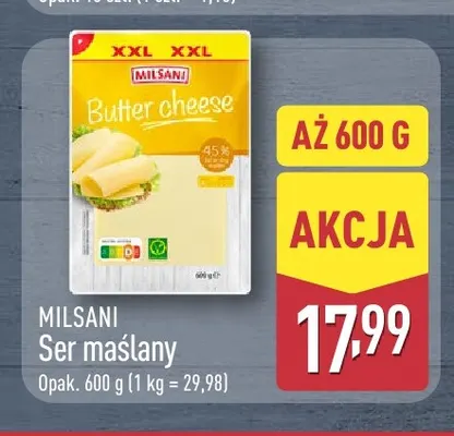 Ser maślany w plastrach Milsani promocja w Aldi