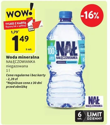 Woda mineralna niegazowana promocja w Intermarche