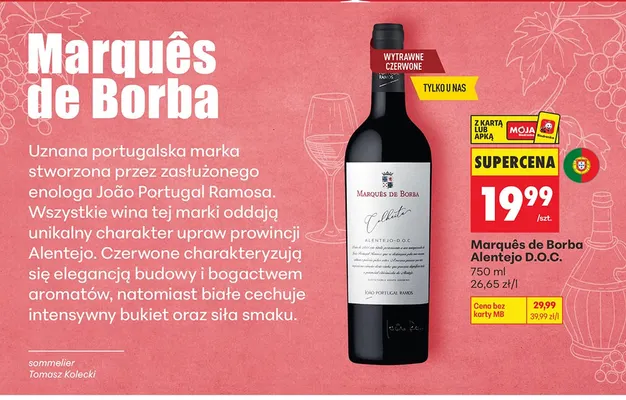 Wino czerwone Marquês de Borba Alentejo D.O.C. promocja w Biedronka