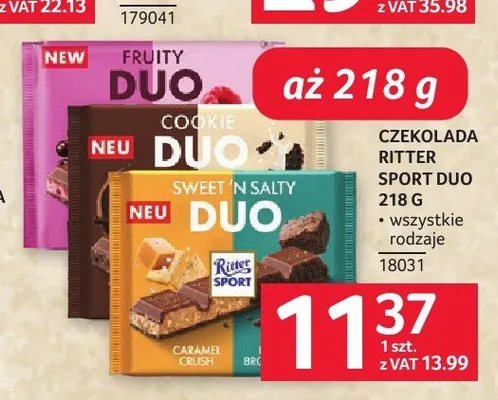 Czekolada Ritter Sport Duo Cookie Duo promocja w Selgros