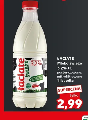 Mleko świeże pasteryzowane mikrofiltrowane Łaciate 3,2% promocja w Kaufland