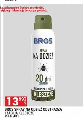 Spray na odzież odstrasza i zabija kleszcze Bros promocja w Merkury Market