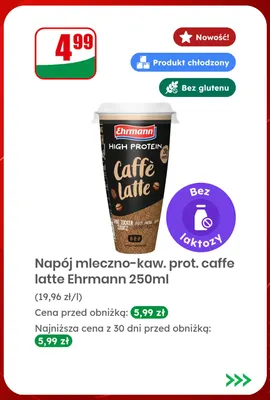 Napój mleczno-kawowy proteinowy Caffe Latte Ehrmann promocja w Dino