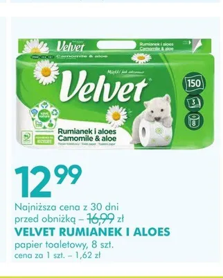 Papier toaletowy Velvet Rumianek i Aloes promocja w Super-Pharm