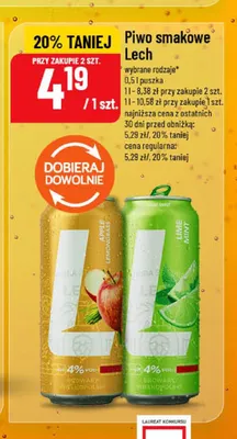 Piwo smakowe Lech Apple & Lemongrass promocja w POLOmarket