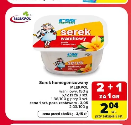 Serek homogenizowany Rolmlecz waniliowy promocja w Carrefour