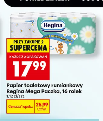 Papier toaletowy rumiankowy Regina Mega Paczka 16-pak promocja w Biedronka